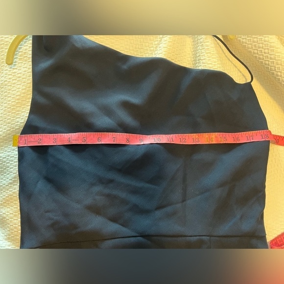 AFTER SIX 6849 Midnight Blue One Shoulder Draped Cowl Neck Maxi Bridesmaid Dress - Picture 9 of 16